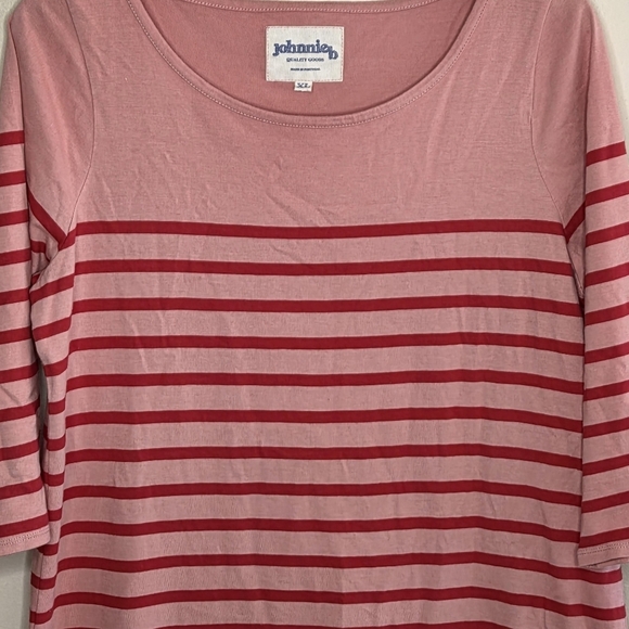 Johnnie B | Girls Red & Pink Striped Cotton 3/4 Sleeve T-shirt Dress Size XL - Picture 2 of 5